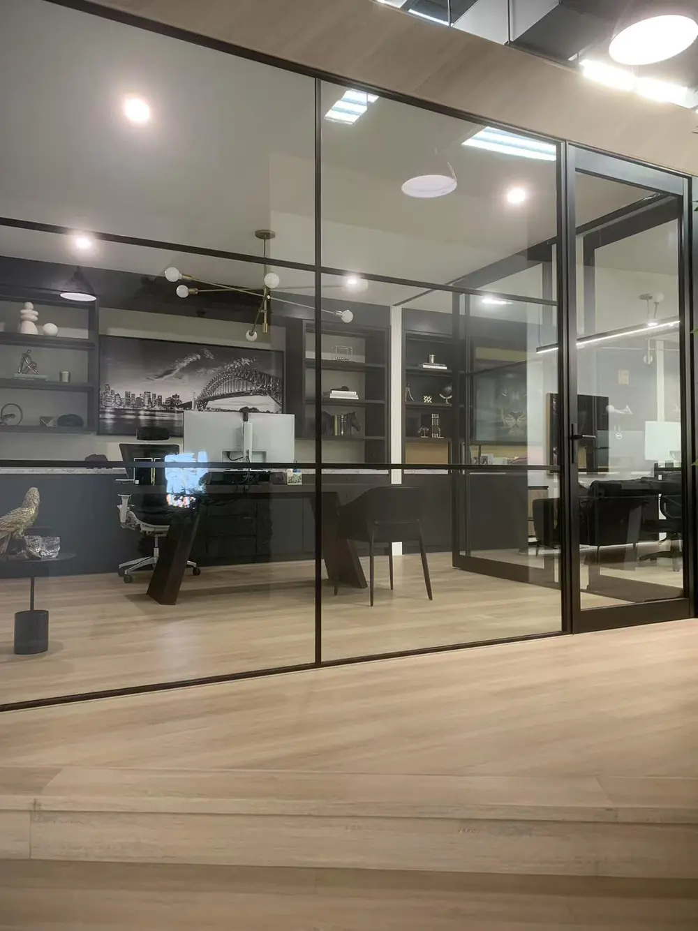 Clean glass office meeting room and partition
